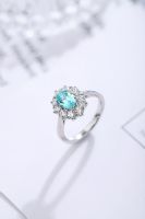 Vintage 925 Silver 1.38 Carat Paraiba Lab Grown Gemstone Ladies Fashion Jewelry Wholesale Women Rings Personalized