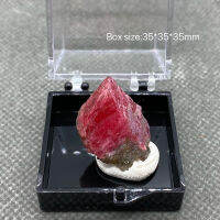 100 ควอตซ์ธรรมชาติ Rhodochrosite และสีม่วง Fluorite Pyrite แร่คริสตัลตัวอย่างจาก Guangxi Province,จีน + กล่อง: 3.5ซม.