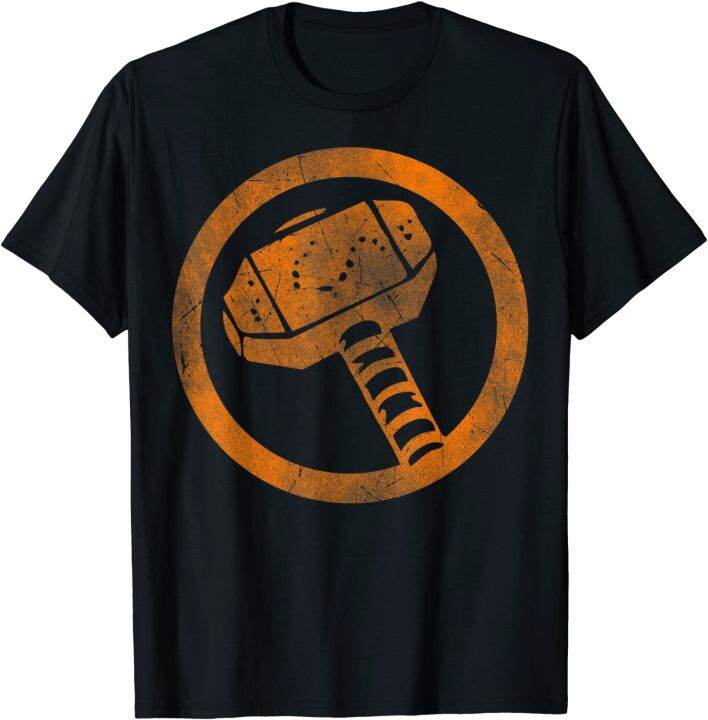 Marvels Thors Hammer Logo Orange Tonal CutOut Halloween Tshirt for Men and Women Adults Tee