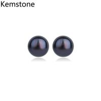 Kemstone แฟชั่นโลหะผสมทองแดงสีดำ/ขาว F AUX เพิร์ลสไตล์เกาหลี S tud E arrings เครื่องประดับของขวัญสำหรับผู้หญิง 7-8 มิลลิเมตร