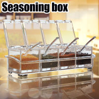 NEW Seasoning Box with Spoon 4 Compartments Multi-Grid Spice Storage Container storage Tool for Kitchen