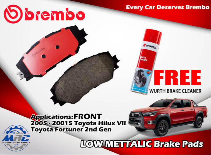 Toyota Hilux VII 2005 2015 Brembo Low Metallic Front Brake Pads