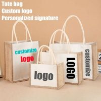 Canvas Shopping Bag Customized Company Logo Personalized Signature Shoulder Bag Eom Large Capacity Ladies Handbag Cotton Sacks