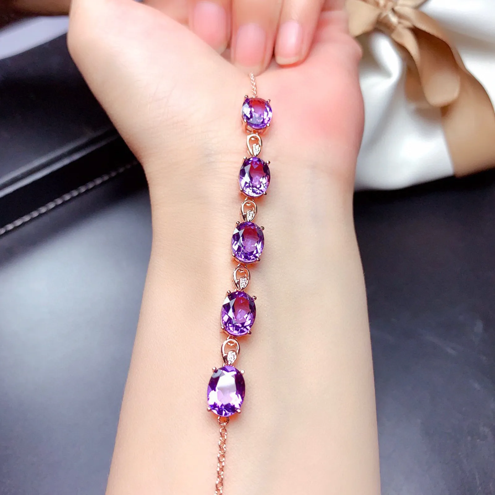 New Fashion Amethyst 18K Rose Gold Color Treasure Luxury Purple Crystal  Gemstone Bracelet For Women Fine Jewelry Christmas Gifts|Bracelets Andamp;  Bangles | Lazada PH