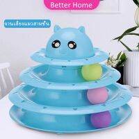 รางบอล ตาโต ของเล่นแมวทรงโดม รางบอล 4 ชั้น Cat play plate