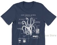 Octopus Anatomy เสื้อยืด Beach Tee Octopus เสื้อวิทยาศาสตร์เสื้อยืด Octopus ของขวัญ Octopus Art Marine Biology เสื้อ Pacific Octopus