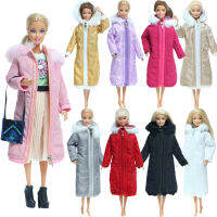 Handmade Pretty Long Coat Cotton Dress Fur Winter Outfit Warm Casual Wear Accessories Clothes for Barbie Doll Kids 12 Toy