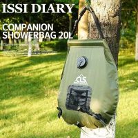 ISSI DIARY Solar กระเป๋าใส่อุปกรณ์อาบน้ำ,5แกลลอน/20L ทำความร้อนด้วยแสงอาทิตย์ Camping กระเป๋าใส่อุปกรณ์อาบน้ำพร้อมท่อยางถอดได้และ On-Off สลับหัวฝักบัวสำหรับ Camping Beach ว่ายน้ำท่องเที่ยวกลางแจ้งเดินป่า