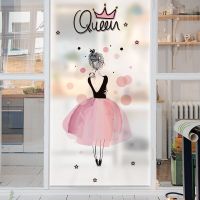 Cute woman frosted glass stickers light opaque foil static stickers toilet stickers bathroom Window Sticker and Films