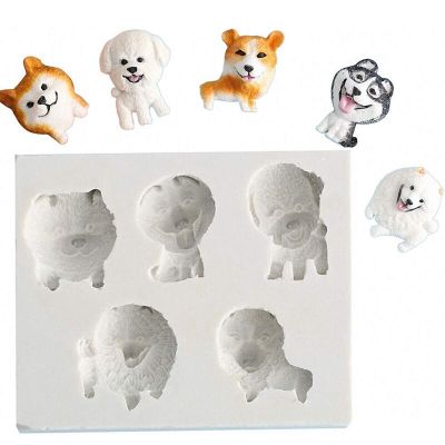 5ช่องชิบะอินุแม่พิมพ์ฟองดองสำหรับลูกสุนัขหมาซามอยด์หมีเท็ดดี้สุนัขแม่พิมพ์ซิลิโคนช็อคโกแลต