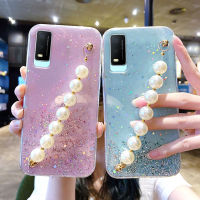 เคสโทรศัพท Vivo Y3s Y12A Y12S Y20 Y20s Y20sG Y20i พร้อมห่วงโซ่ไข่มุกสายคล้องมือซิลิโคนนุ่มปลอก เคสVivo Y3s โทรศัพท์กรณีร้อนใหม่