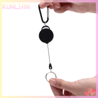 [KUNLIAN] Black Retractable Key CHAIN Reel เหล็กสายไฟ recoil เข็มขัดพวงกุญแจผู้ถือป้าย