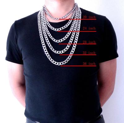 【CW】12mm 18 - 36 inches Customize Length Mens High Quality Stainless Steel Necklace Curb Cuban Link Chain Fashion Jewerly