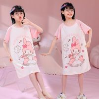 1 Sanrios Kuromi Cinnamoroll ชุดนอนของเด็กลายการ์ตูนน่ารักชุดกลางคืน Pakaian Rumahan ใส่สบายเหมาะกับผิว