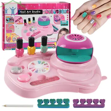 17 Pcs High Quality Kids Nail Art Kit Cute Princess Pretend Play Toys Set  Nail Stamper Set Perfect Gift For Girls Education Toys