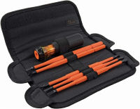 Klein Tools 32288 Insulated Screwdriver, 8-in-1 Screwdriver Set with Interchangeable Blades, 3 Phillips, 3 Slotted and 2 Square Tips