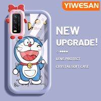 YIWESAN เคสสำหรับ VIVO Y20 Y20i Y20s Y12s Y20 2021 Y11s Y12A Y20T Y20S M Y20S D เคสการ์ตูนรูปโดราเอมอนสีสันสดใสกล้องมอนสเตอร์ตัวน้อยน่ารักนิ่มสำหรับเลนส์กันกระแทกแบบใสเคสมือถือสร้างสรรค์เคสป้องกันซิลิโคนฝาครอบ