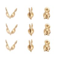 10pc Ion Plating(IP) 304 Stainless Steel Bead Tips Calotte Ends Clamshell Knot Cover Golden 8x4mm Hole: 1mm