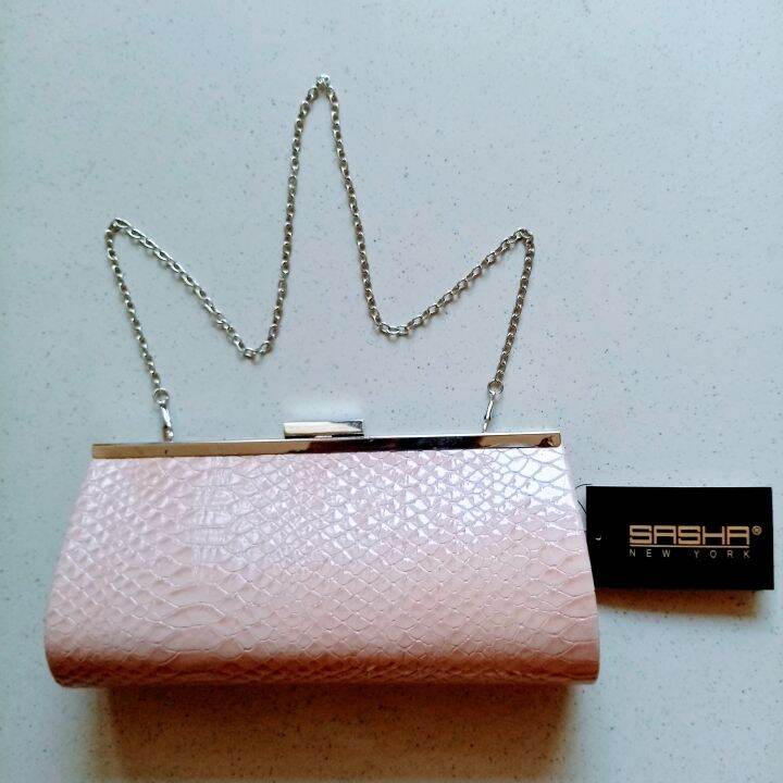 SASHA NEW YORK TAN CLUTCH BAG WITH CHAIN SLING Lazada PH