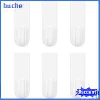 BUCHE 6Pcs สีขาวขาว ตะขอติดด้วยตนเอง ไม่มีการเจาะ ง่ายต่อการติดตั้ง ที่แขวนผนัง ที่มีคุณภาพสูง พลาสติกทำจากพลาสติก ตะขอแขวนผ้าเช็ดตัว สำหรับห้องครัวห้องน้ำ