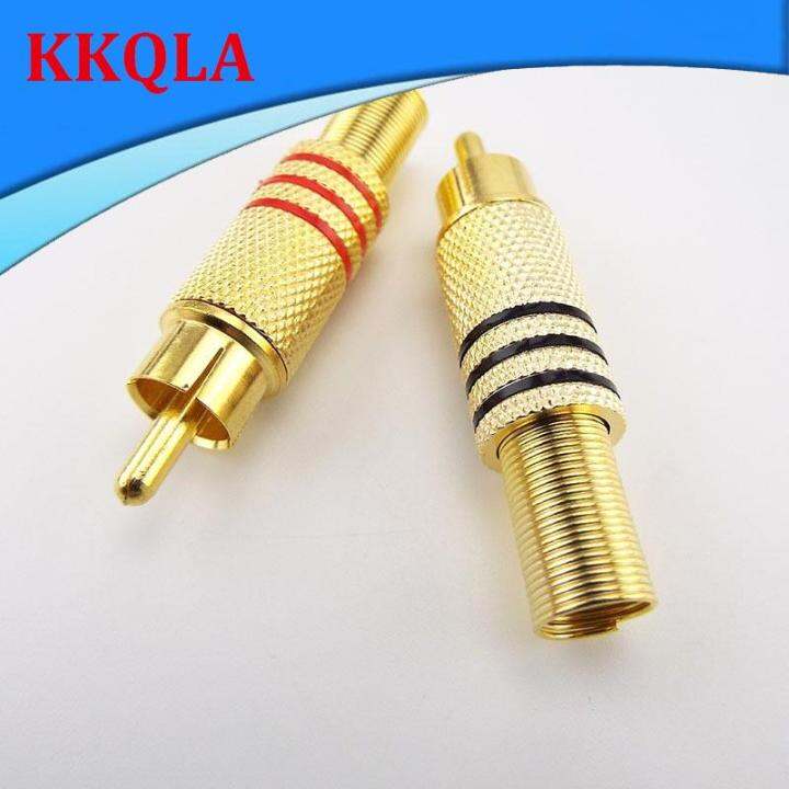QKKQLA 3 Pair RCA Male Connector Plug Solder Soldering Audio Video Jack Adapter Connectors