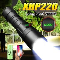 Super XHP220 High Powerful Rechargeable LED Flashlight High Power LED Torch Light XHP199 Tactical Flash light 18650 Hand Lantern