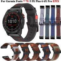 [HOT JUXLLKBKOW 514] สำหรับ Garmin Fenix 6 6X Pro 5X 5 Plus 3HR Fenix 7X 7 Forerunner 935 945สายหนัง22mm26mm Quick Release สร้อยข้อมือ