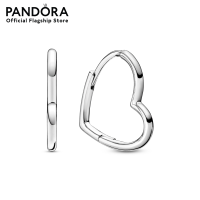 Pandora Small asymmetric heart sterling silver hoop earrings เครื่องประดับ ต่างหู ต่างหูเงิน ต่างหูสีเงิน เงิน ต่างหูหัวใจ หัวใจ ต่างหูแพนดอร่า แพนดอร่า