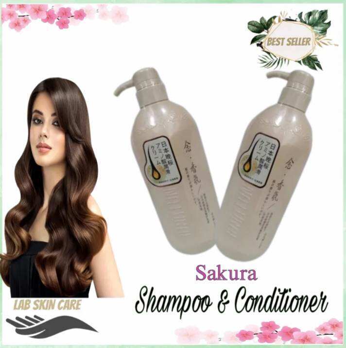 Natural Japanese Sakura Shampoo and Conditioner Japan Hair Grower Anti Dandruff Silky Hair, Hair