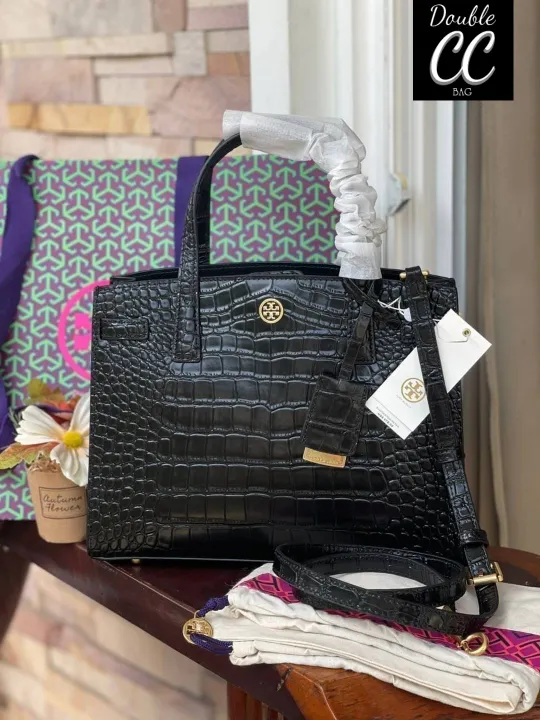 (แท้ 💯‼ Factory) Tory Burch Walker Embossed Small Satchel Collection