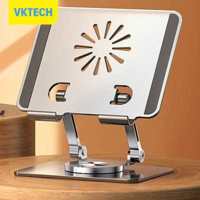 Vktech พับได้สำหรับแท็บเล็ตรองรับหมุนแกว่ง360องศาที่ยึดขาตั้งแท็บเล็ต CNC แบบกลวงปรับความสูงได้กันลื่น4.7-12นิ้วสำหรับ IPad/iPhone 14
