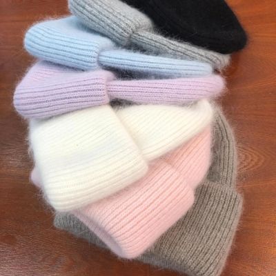 202011-shi winter Angora rabbit h keep warm knitting solid cap leisure lady Skullies Beanies cap men women cool hat