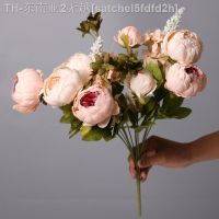 【hot】☃  47cm Artificial Bouquet Silk Peonies for Wedding Garden 1 Bunch Fake Flowers