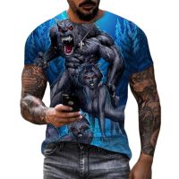 2023Summer Vintage Animal T Shirt Men 3d Printed Fashion Round Neck Animal Short Sleeve Oversized Tops Tee Shirt Hip Hop Streetwear