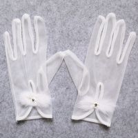 ❍ TG-44 Elegant Wedding Bridal Gloves Father Crystal Soft Tulle Short White Bridesmaid Pageant Perform Prom Gloves