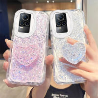 เคสสำหรับ Vivo V21e 4G แฟชั่นสาวสวยแวววาวประดับด้วยท้องฟ้าเต็มไปด้วยดวงดาวพร้อมขาตั้งรูปหัวใจเคสป้องกันเคสมือถือกันกระแทกแบบนิ่มฝาครอบด้านหลัง