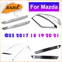 2021JEAZEA 2Pcs ABS Chrome Front Rear Reflector Fog Light Lamp Cover Sticker Decoration Trim For Mazda CX-5 CX5 2017 18 19 202 21