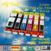 【Itian Pavilion】6PK Full Ink ตลับหมึกรีฟิลชุดสำหรับ PGI725 CLI726ชุด Canon IP4870 IP4970 MG6170 MG5170 MG6270ฯลฯพร้อม ARC Chips