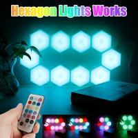 Color Charging Hexagon Lamp 6/10pcs Hexagon Light Color Charging DIY LED Wall Lamp 2 Control Method RGB Honeycomb Light for Gaming Room Bedroom