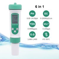 6 In 1 PH Meter EC TDS Salinity S.G Temp High Precision Water Quality Testing Acidity Meter for Drinking Laboratory Aquarium