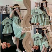 (KTL)Summer Parent-child Outfit A Family Of Three Mother And Daughter High-end Foreign Style Girls French Dress All Cotton T-shirt