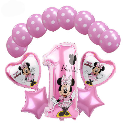 Disney Minnie Mouse 1st วันเกิดของตกแต่งเด็กผู้หญิงโปรดปรานของตกแต่งงานปาร์ตี้สำหรับเด็กผู้หญิง DIY ของตกแต่งบอลลูนวันเกิดของขวัญอาบน้ำเด็ก-iewo9238