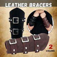 Mens PU Leather Wristguards Personalized Wide Punk Riding Armguards B6O9