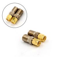 1 Pcs Connector F Type Female Jack To SMA Male Plug Straight RF Coaxial Adapter Connector Gold Tone