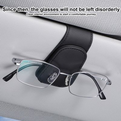 【cw】 Car Glasses Holder Clip Sunglasses Leather Eyeglasses Hanger Ticket Mount