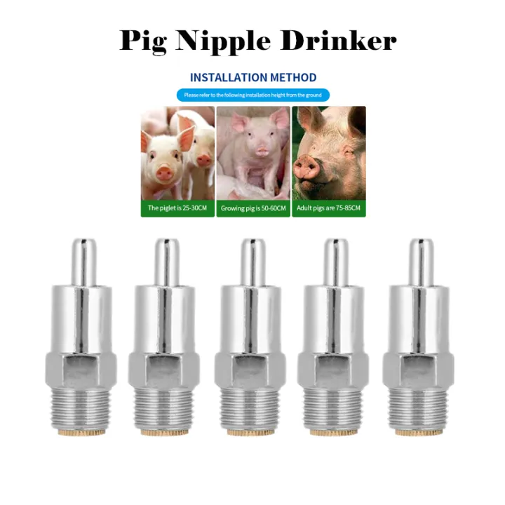 1/2 NPT Stainless Steel Automatic Pig Nipple Drinker Livestock Waterer Drinkers Nipples Water
