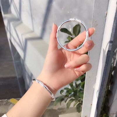 [COD] Douyin live broadcast hot-selling copper-plated silver-plated flower bracelet Sansheng Sanshi solid simple all-match ins female