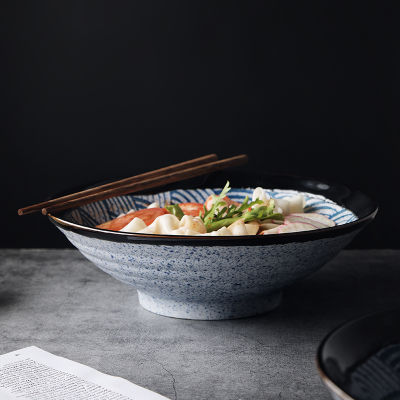 ANTOWALL Japanese Sea Wave Shaped Creative Large Size Noodle Bowl Household Retro Noodle Bowl Ceramic Soup Bowl Beef Ramen Large