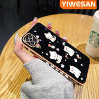 YIWESAN เคสปลอกสำหรับ Samsung กาแลคซี F62 M62การ์ตูนแมวน่ารักเคลือบหรูหรานิ่มแฟชั่นเคสมือถือขอบเคสฝาหลังกันกระแทกเคสป้องกันเลนส์กล้อง