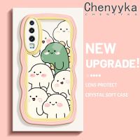 Chenyyka เคสสำหรับ เคสสำหรับ Huawei P30 P30 Pro P30 Lite เคสลายการ์ตูนไดโนเสาร์น่ารักใหม่ Colour Macaron เวฟบอร์เดอร์กันกระแทกแบบใสนิ่มเคสมือถือโปร่งใสลายกล้องถ่ายรูปที่สร้างสรรค์เคสป้องกันซิลิกาเจล